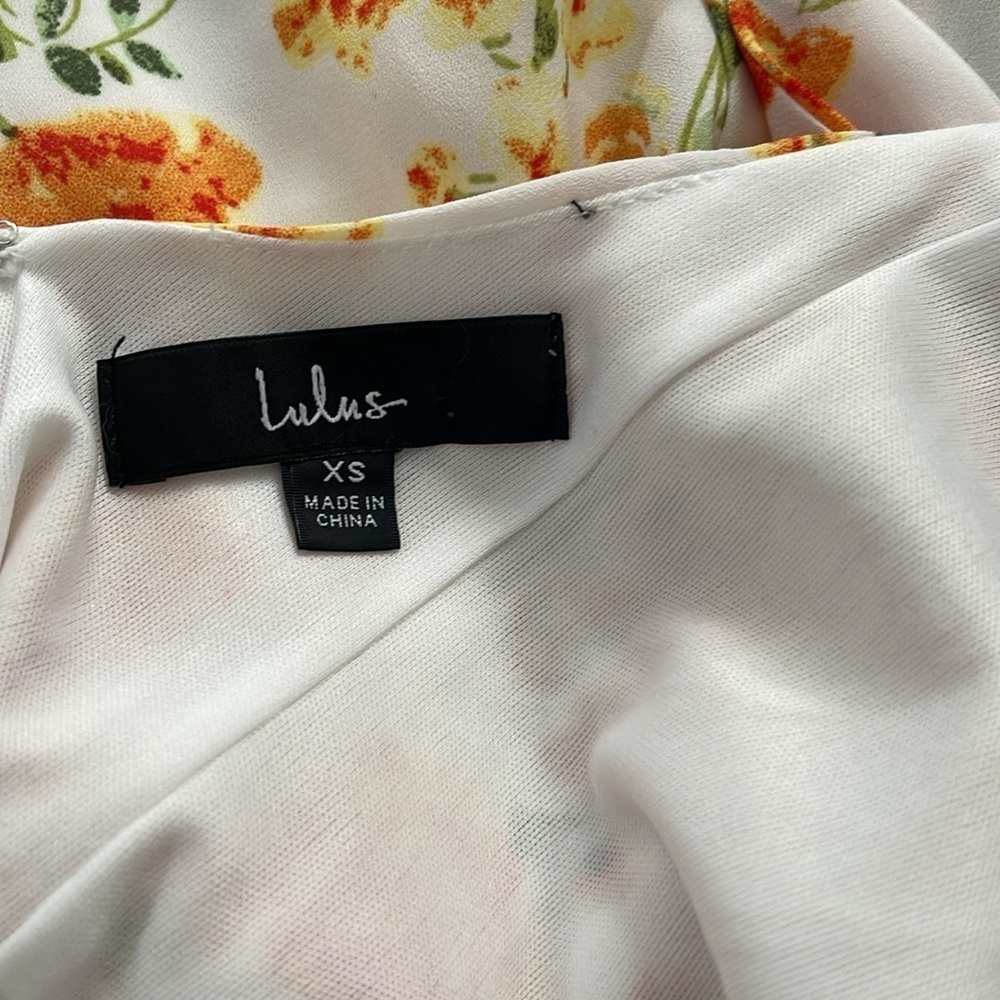 Lulus Day Date White and Orange Floral Print Tie-Back Dress - Picture 8 of 9